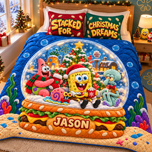 Yellow Sponge & Nautical Friends Quilt Bed Set - Personalized Christmas Gifts 07HALU011026-Homacus