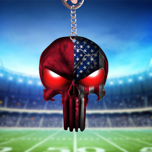 Custom Team Logo Gifts For Football Fan Keychain 01HUTN050823 American Football Skull-Homacus