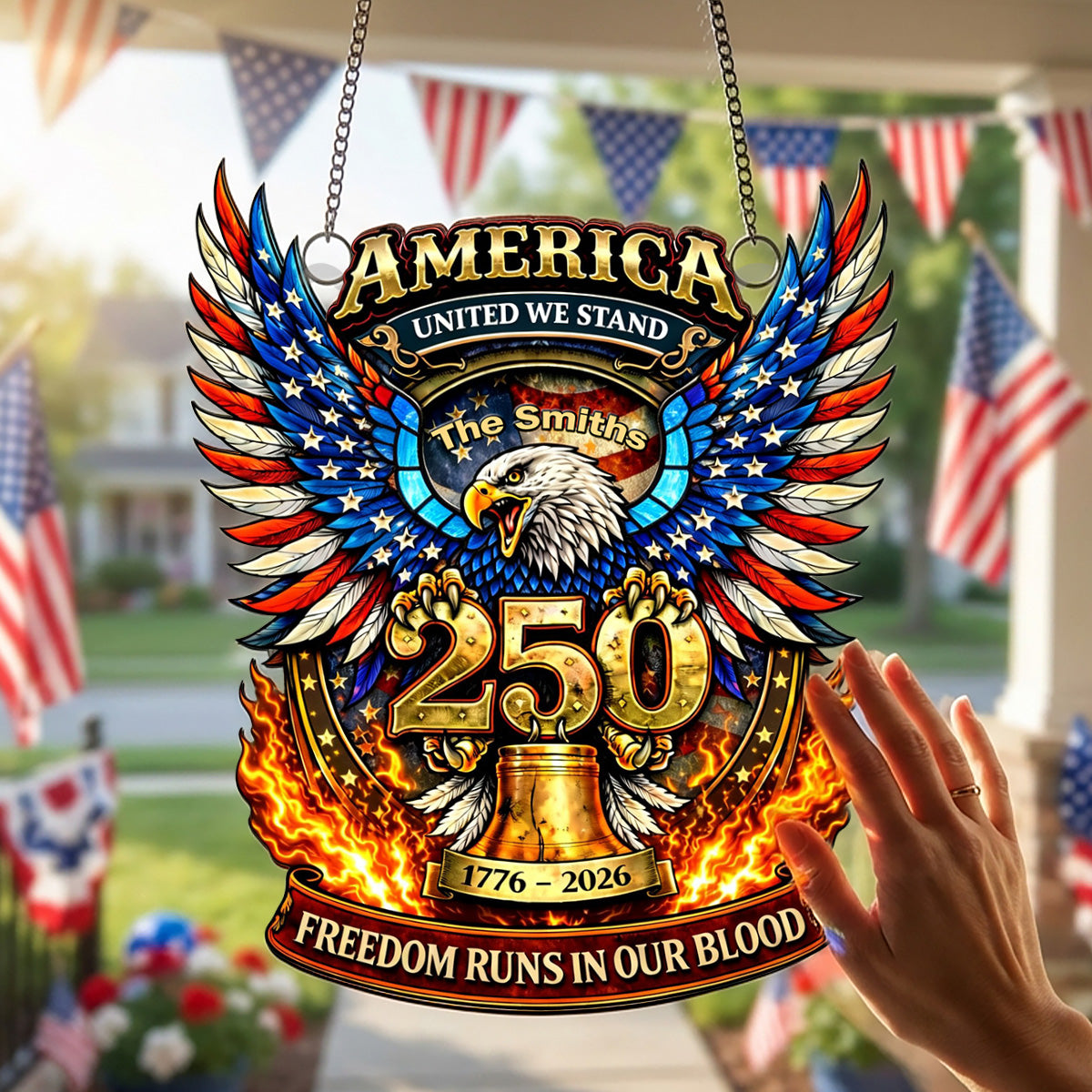 250 Years of Freedom Suncatcher Ornament Personalized Patriotic Gifts 04TYMG100326-Homacus