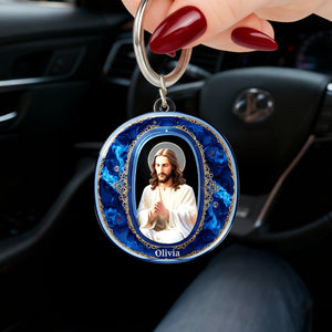 Jesus Christ Devotional Initial Keychain - Personalized Gift For Christian 03HULU300126-Homacus
