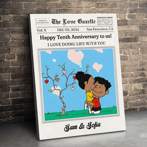 Personalized Gifts For Couples Canvas Happy Anniversary Newspaper 01TGMH191224HG-Homacus