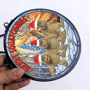 Personalized Gifts For Bigfoot Seeker Stained Glass Suncatcher, Merry Squatchmas 02qhtn160924-Homacus