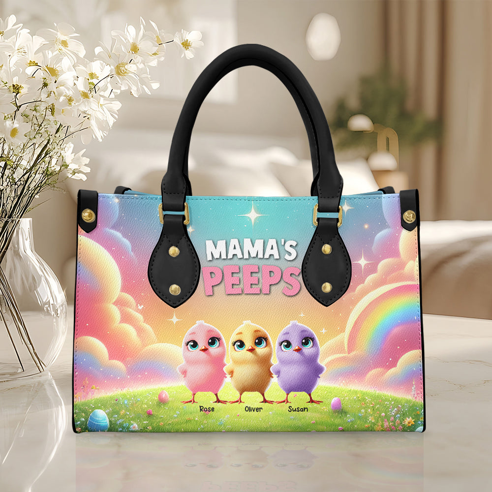 Personalized Gifts For Mom Leather Bag, Easter Day Chick Peeps 011TGMH180325-Homacus