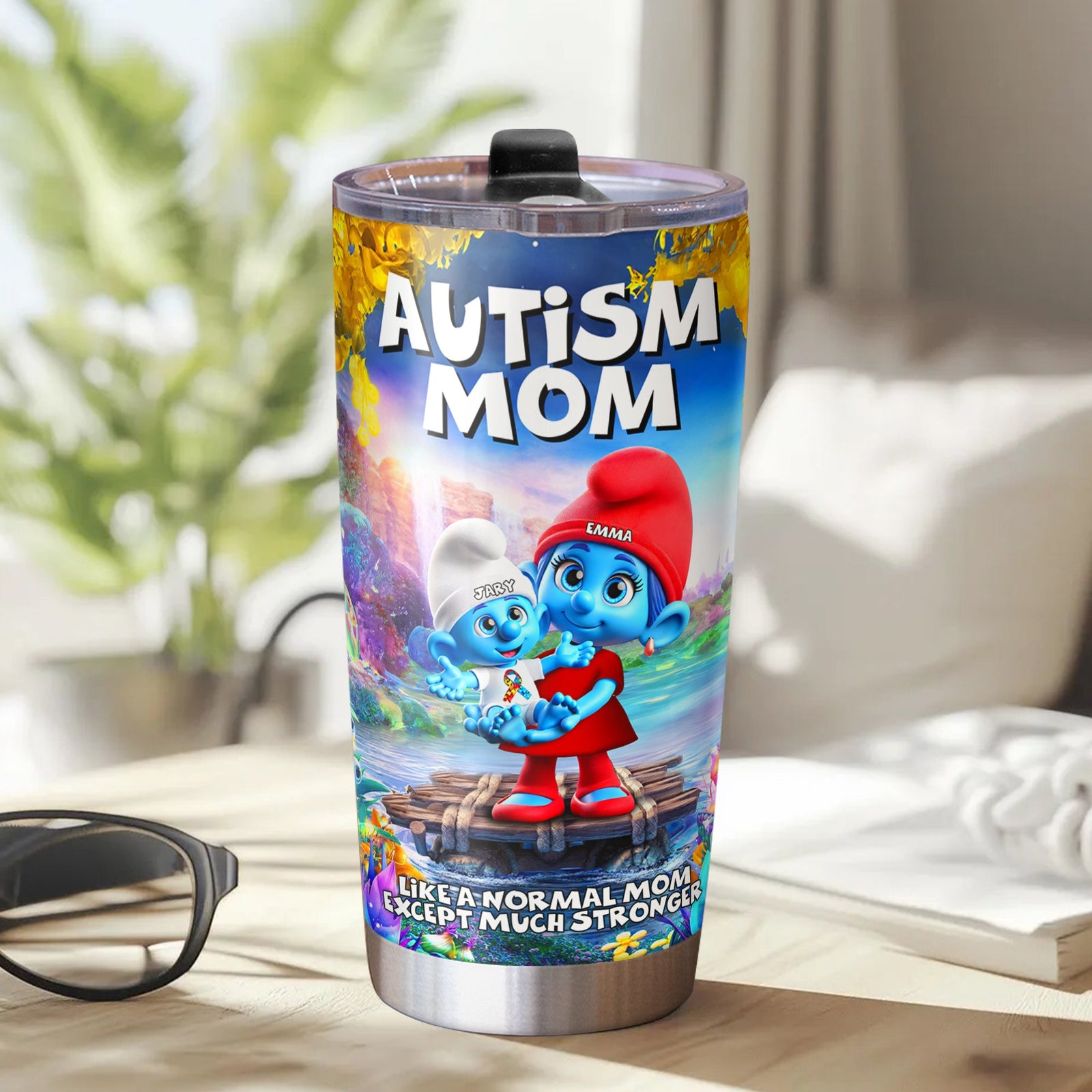 Personalized Gifts For Autism Mom Tumbler, Blue Character 02TGLU210225-Homacus