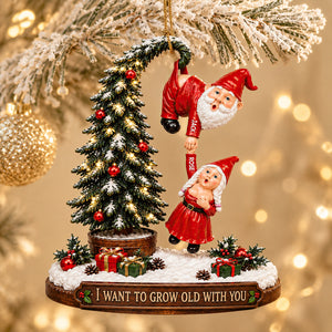 Funny Old Santa Couple Ornament - Personalized Gifts For Couple Christmas Ornament 01OHDT260826