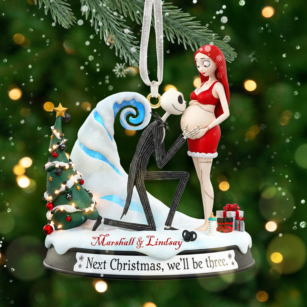 Pregnant Couple Ornament - Personalized Gift For Couple Christmas Ornament 05OHMG091025-Homacus