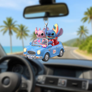 Cute Alien Couple Car Ornament - Personalized Gifts For Couple 02pgmg180725-Homacus