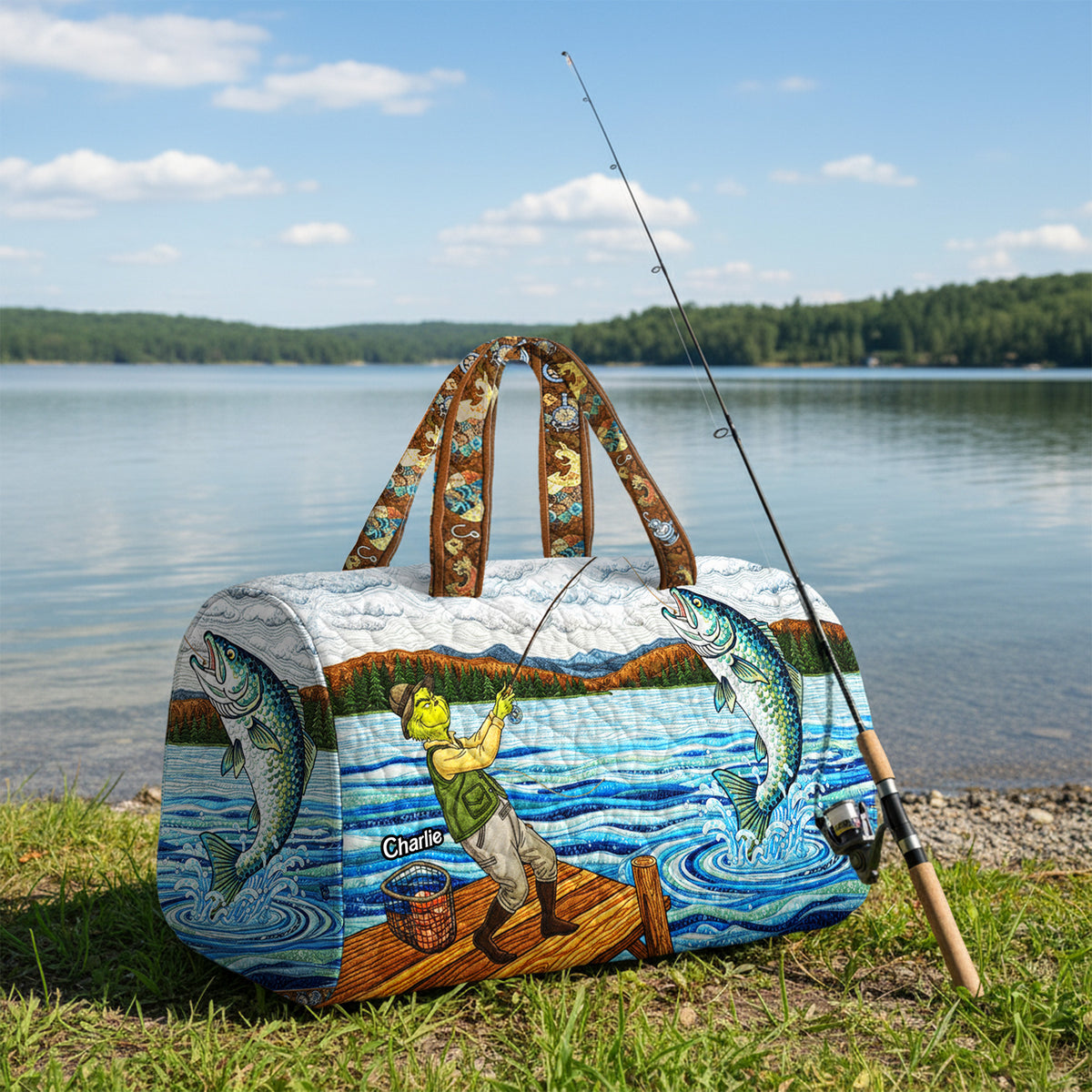 Personalized Gifts For Fishing Lovers, Fishing Quilted Duffle Bag 01tgmg100925-Homacus