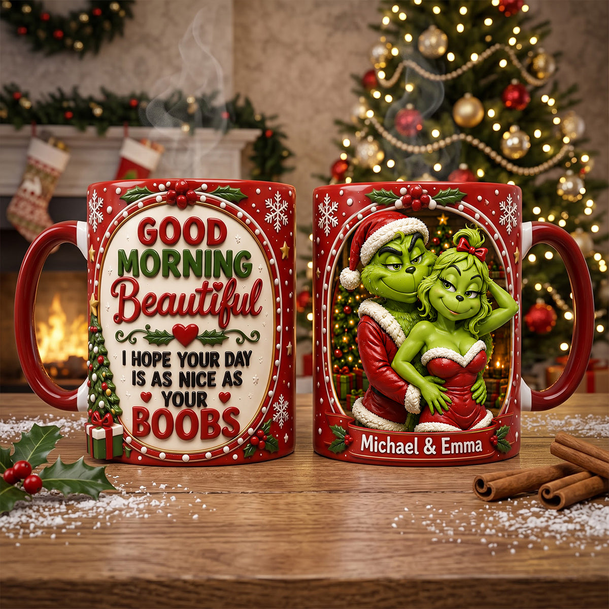 Couple Christmas Coffee Accent Mug - Personalized Gifts For Couple 02NATN070926
