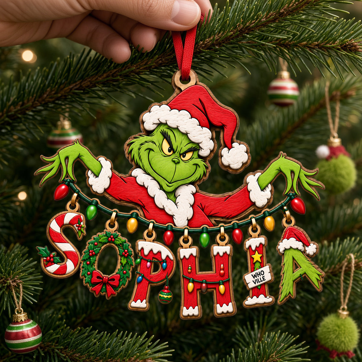 Playful Name Art String Ornament - Personalized Christmas Gifts 05qhlu210926-Homacus