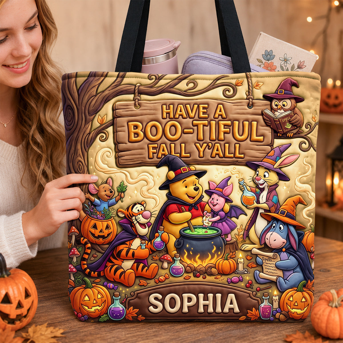 Magical Woodland Friends Tote Bag - Personalized Gifts 01padh290726