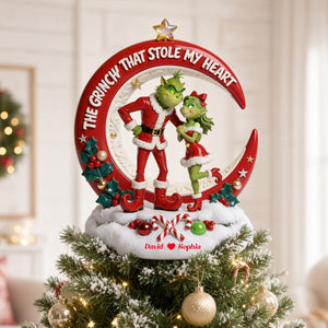 Funny Couple Acrylic Christmas Tree Topper - Personalized Gifts For Couple 02totn250826-Homacus