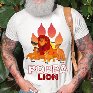 Personalized Gifts For Dad Shirt Daddy Lion & His Cubs 06OHLU220225-Homacus