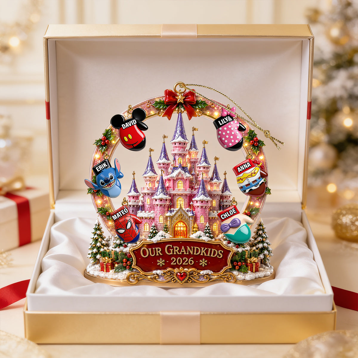 Magical Castle Grandkids Acrylic Ornament - Personalized Christmas Gift For Grandparents 02NADT280826-Homacus