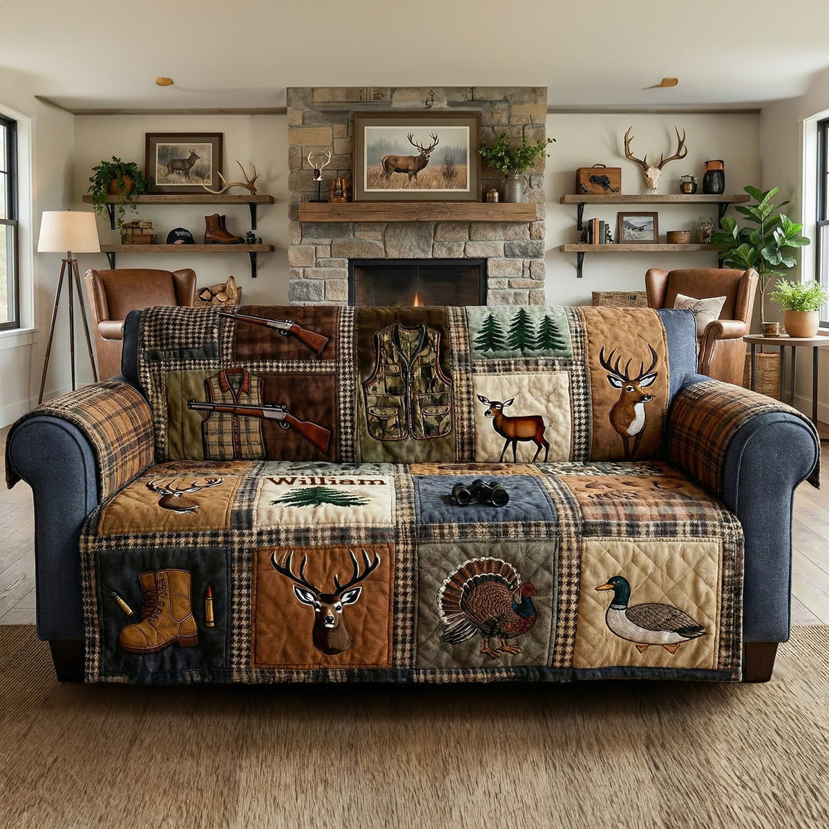 Hunting Collage Quilted Sofa Cover - Personalized Gifts For Hunters 04qhlu240126-Homacus