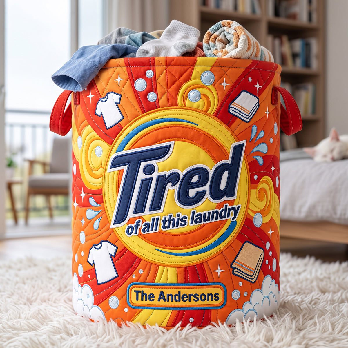Tired Of All The Laundry Quilted Laudry Basket - Personalized Gifts For Family 01huta140726-Homacus
