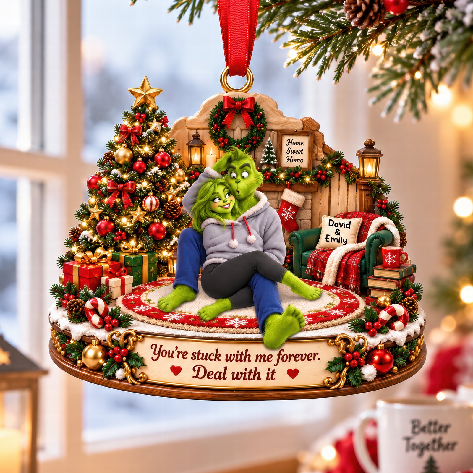 Furry Mischief Couples Acrylic Ornament - Personalized Christmas Gifts For Couples 10toqn210926