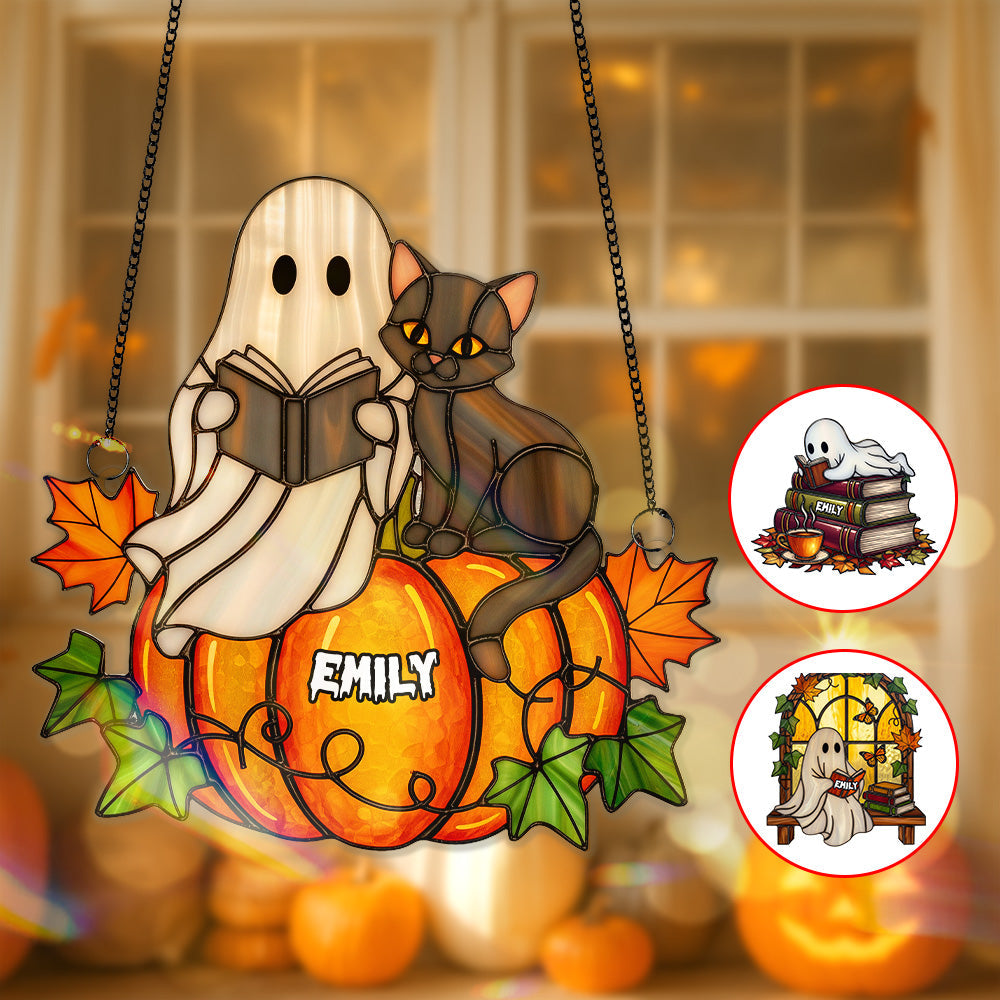 Spooky Ghost Suncatcher Ornament - Personalized Gifts For Book Lovers 04PGMG060825-Homacus