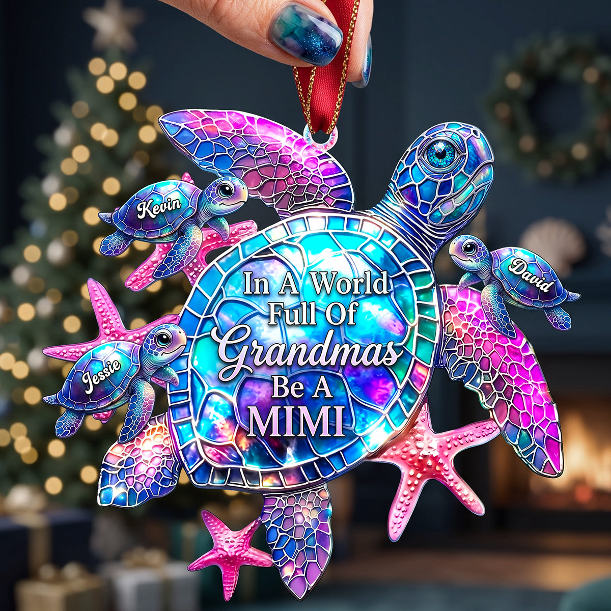 Grandma Turtle Christmas Ornament - Personalized Gifts For Grandma 04huta240826