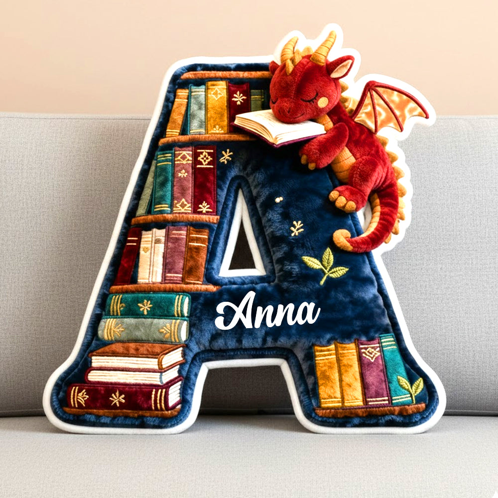Book Dragon Alphabet Initial Letters Pillow, Personalized Gifts For Book Lovers 05qhtn191125-Homacus