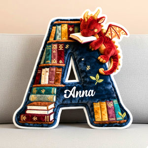 Book Dragon Alphabet Initial Letters Pillow, Personalized Gifts For Book Lovers 05qhtn191125-Homacus