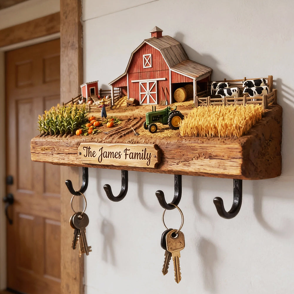 Farming Wood Key Hanger - Personalized Gifts For Farmers 04kita181225-Homacus