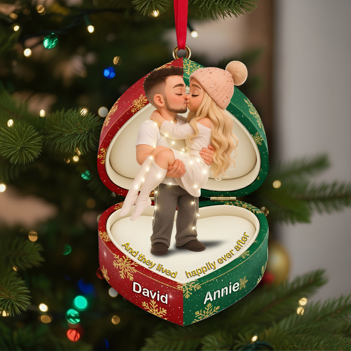 Sweet Box Couple Ornament - Personalized Custom Photo Gift For Couples 08PGLU240925-Homacus