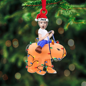 Custom Photo Gifts For Kids Christmas Ornament 01natn300824 Funny Kid Riding-Homacus