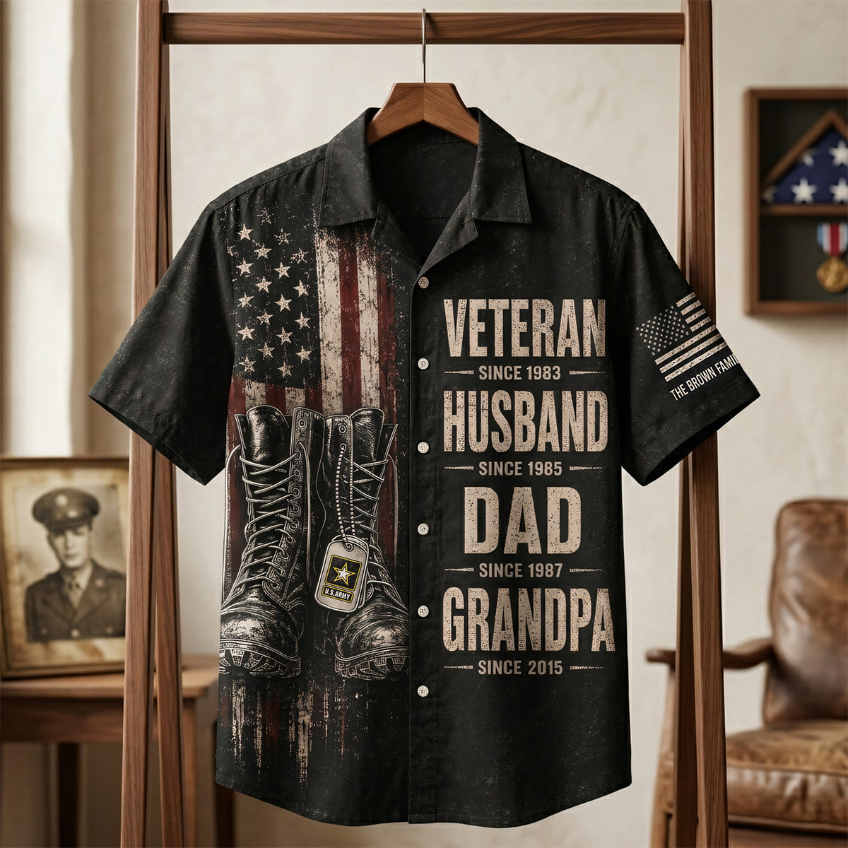 Patriotic Veteran Dad Hawaiian Shirt - Personalized Gifts For Veteran Dads 02huta290526-Homacus