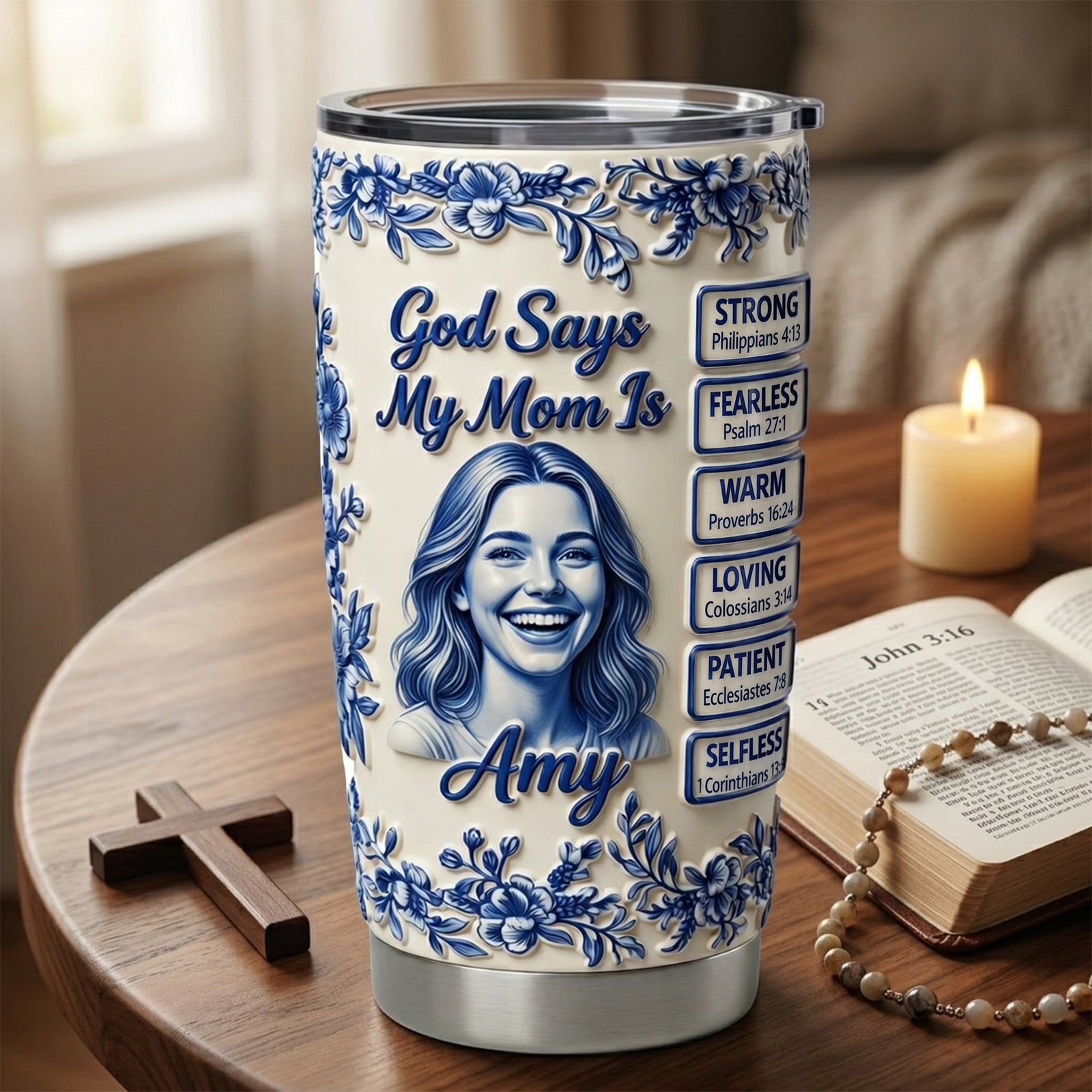 Toile De Jouy Christian Tumbler - Custom Photo Gifts For Mom And Grandma 01tylu030426-Homacus