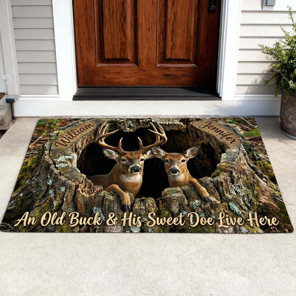 Deer Couple Doormat Personalized Gifts For Couple 06TGDT260126-Homacus