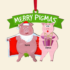 Personalized Gifts For Couple Wood Ornament 02ohqn021024 Funny Pig Couple-Homacus