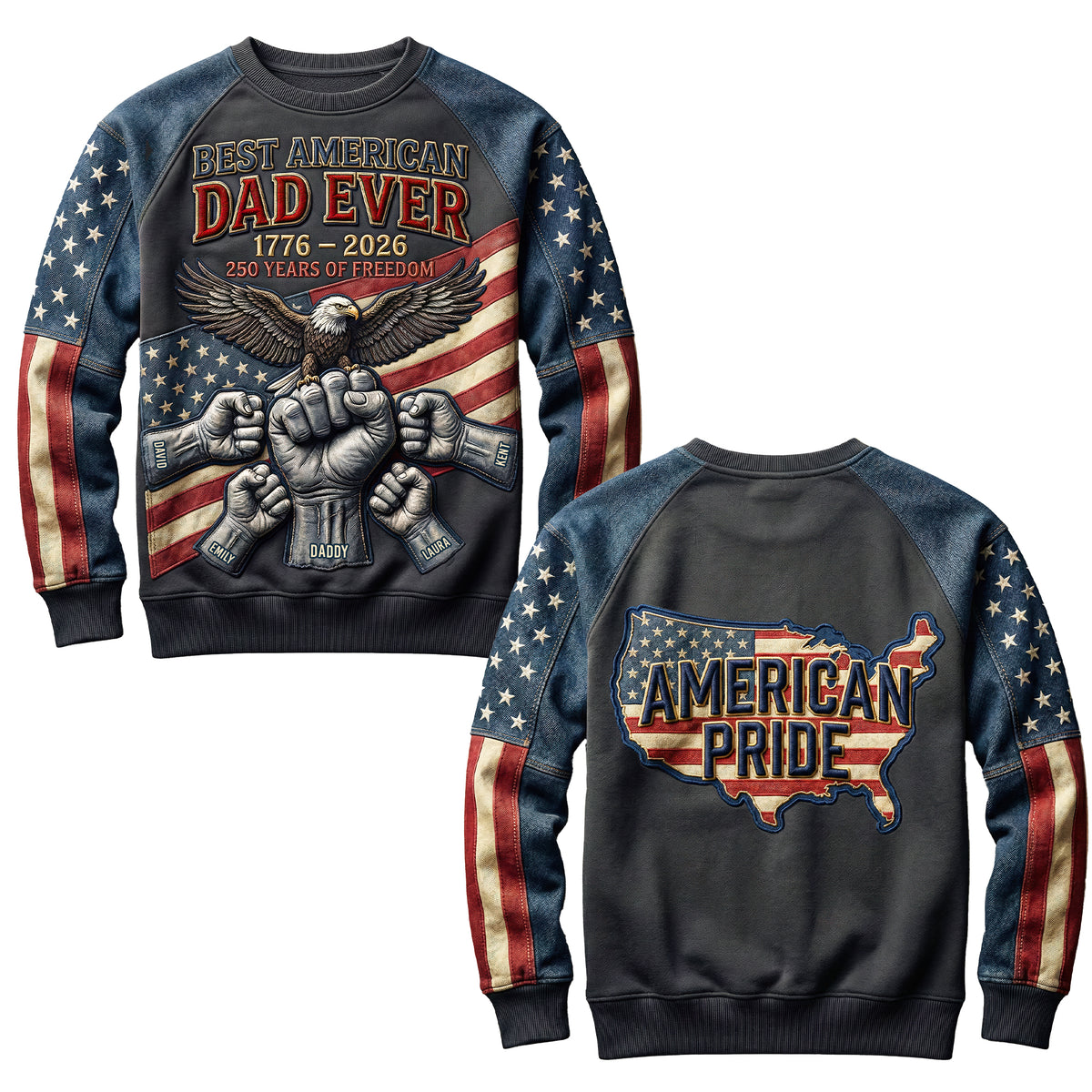 Best American Dad Shirt - Personalized Gifts For Father Day Sweatshirt 04PAQN280226-Homacus