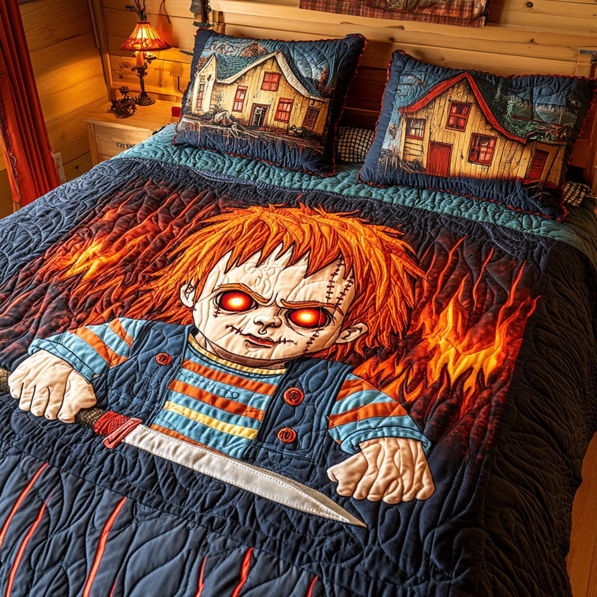 Spooky Murder Doll Quilt Bedding Set Special Line - Halloween Gifts For Horror Movie Fans 05TGLU210825-Homacus