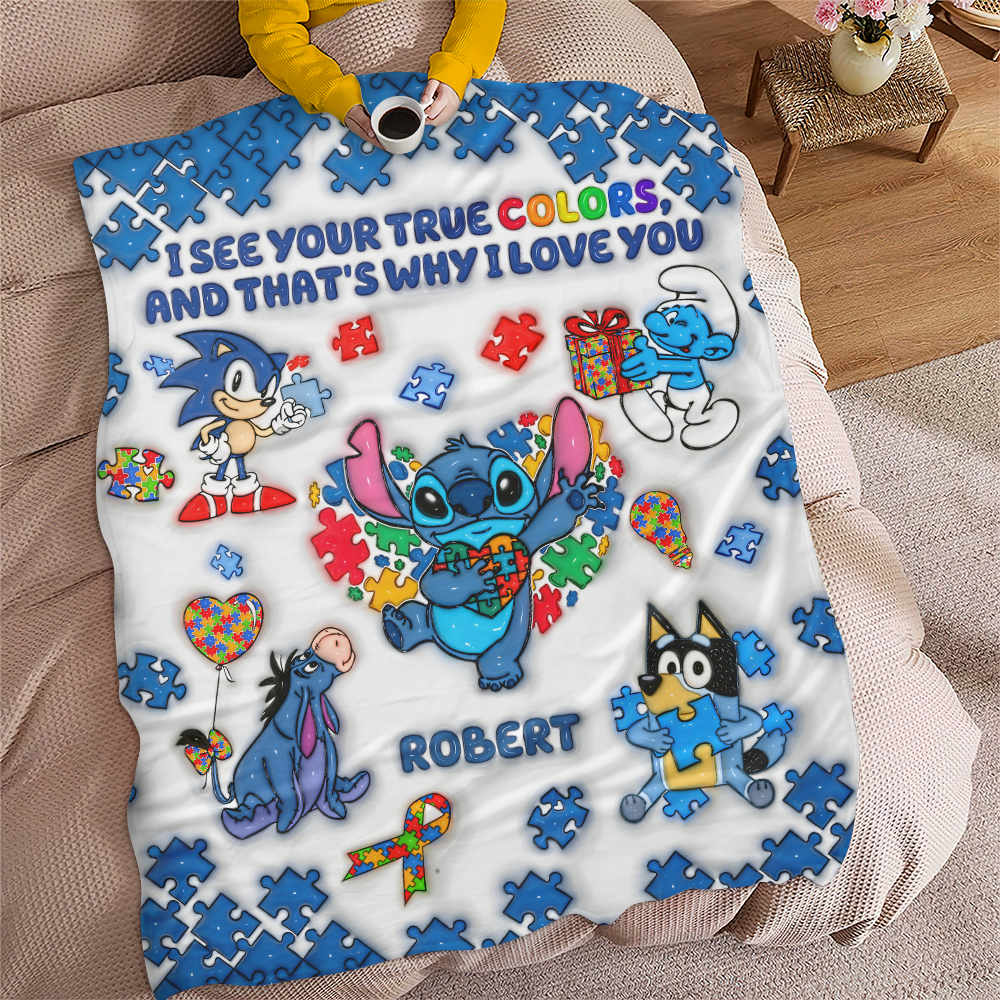 Personalized Gifts For Autism Blanket Inflated Effect 04ohpu200225-Homacus