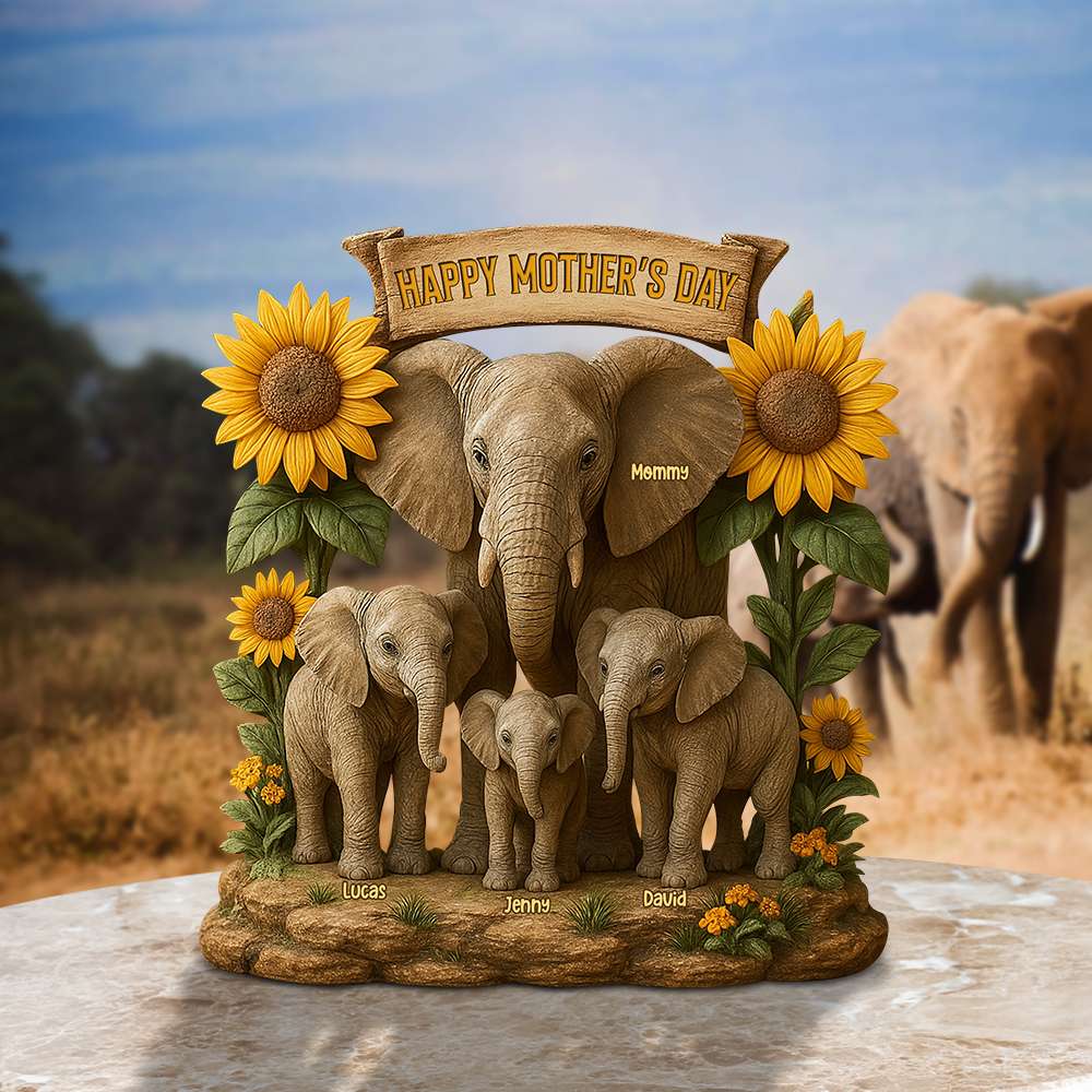 Elephant Mom Plaque - Personalized Christmas Gifts For Mom 01xqtn080425-Homacus