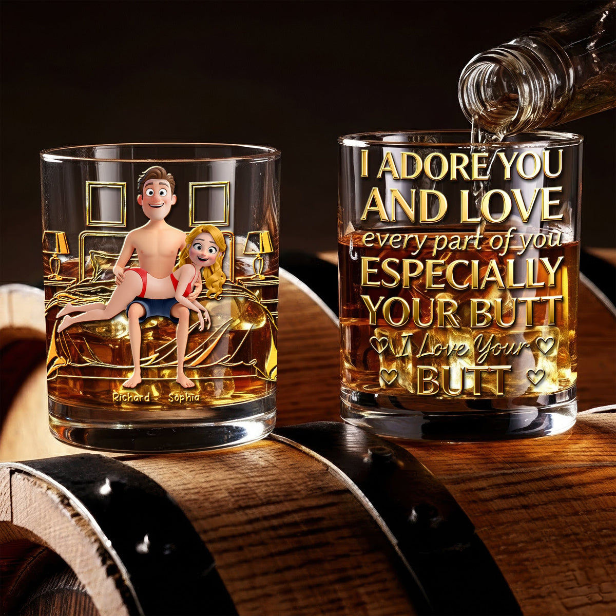 Naughty Couple Round Glass - Personalized Gifts For Couple 02ohqn161225-Homacus