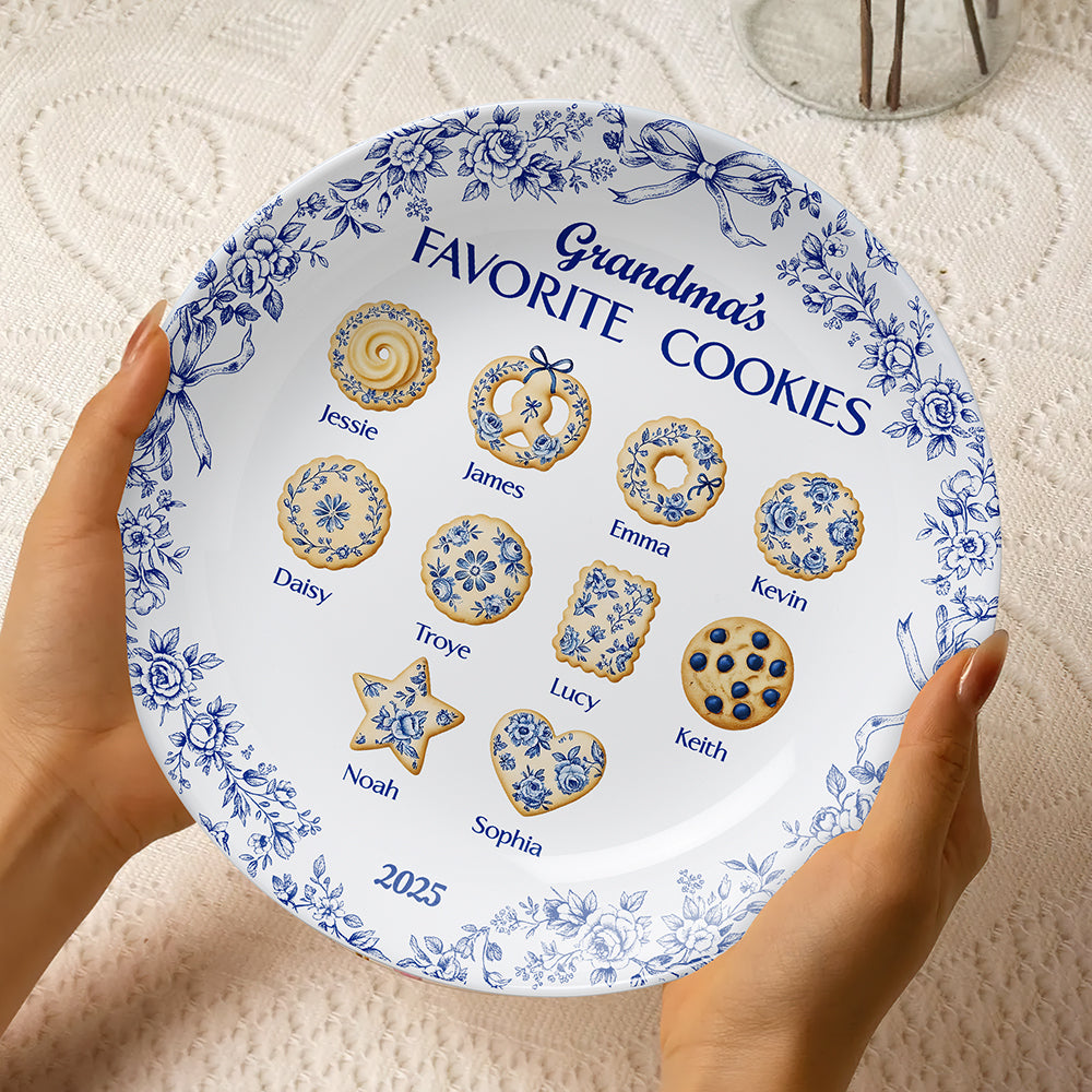 Grandma's Cookies - Personalized For Grandma - Toile de Jouy Ceramic Round Plate 03pgta031025-Homacus