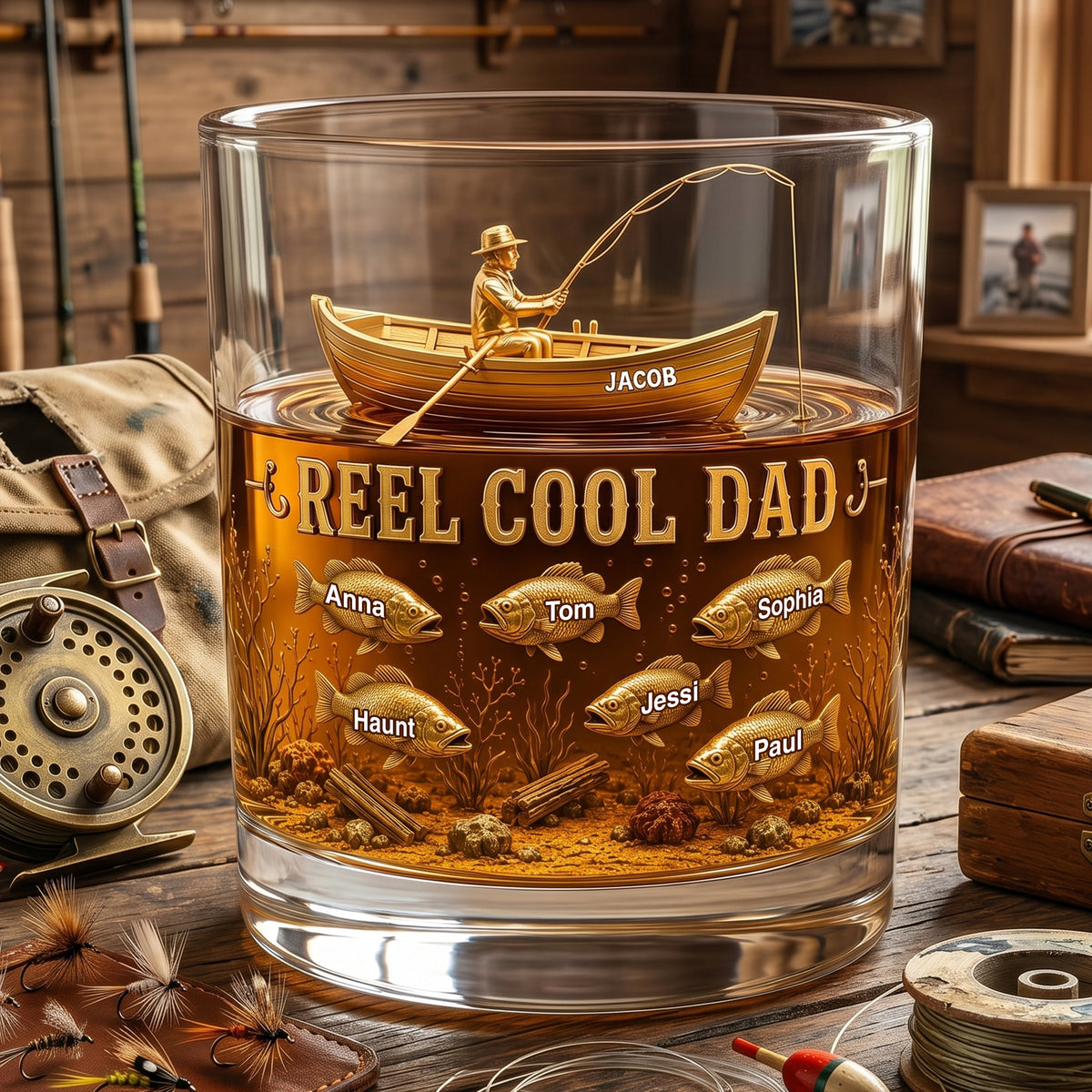 Fishing Cool Dad Round Glass Personalized Gifts For Dad 01NALU230526-Homacus