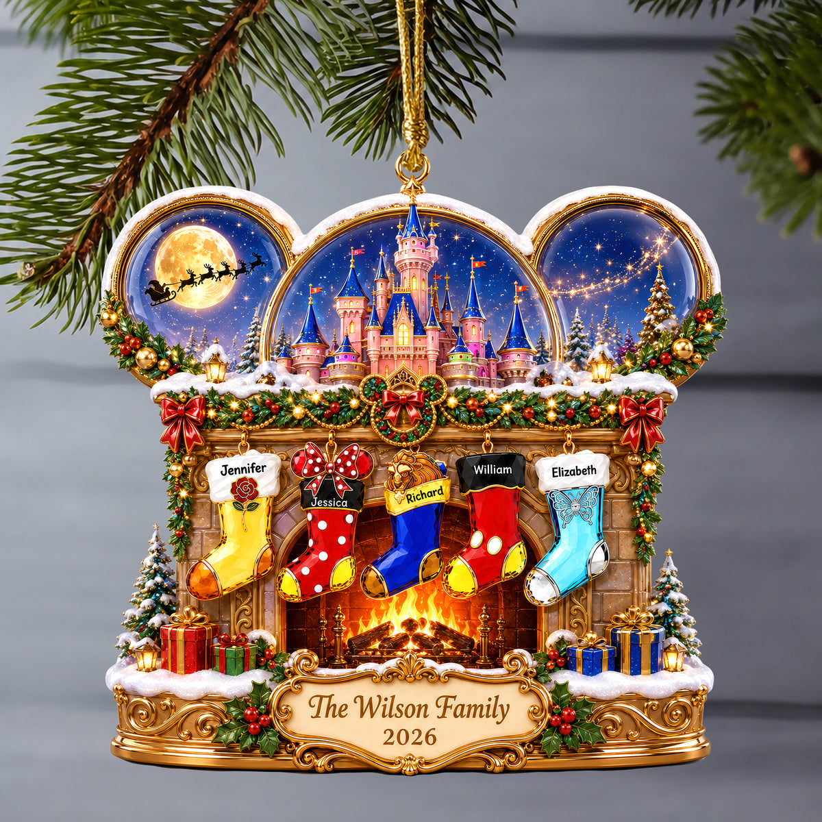 Fireplace Stocking Ornament - Personalized Christmas Gifts For Family 02naqn150826