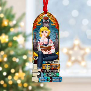 Personalized Christmas Gifts For Book Lovers Ornament 03hupu160924pa A Girl Sitting On Stack Of Books Reading-Homacus