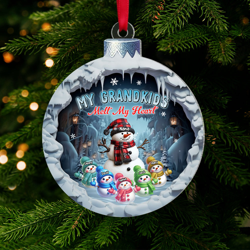 Personalized Gifts For Grandma Christmas Ornament 01qhtn131124 Cute Snowmies My Grandkids Melt My Heart-Homacus