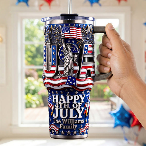 USA Happy 4th July Tumbler - Personalized Gifts For Family