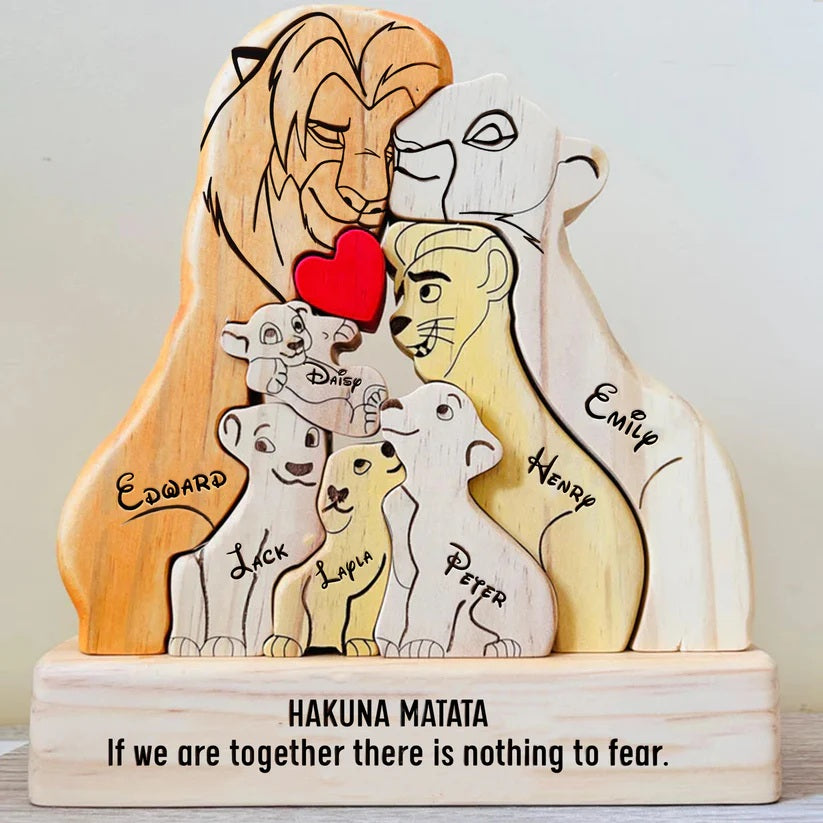 Lion Family Wooden Puzzle Gift For Family 01acxx290425-Homacus