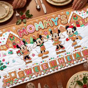 Our Gingerbread Family Quilted Table Runner - Personalized Gifts For Moms 01PATA220826
