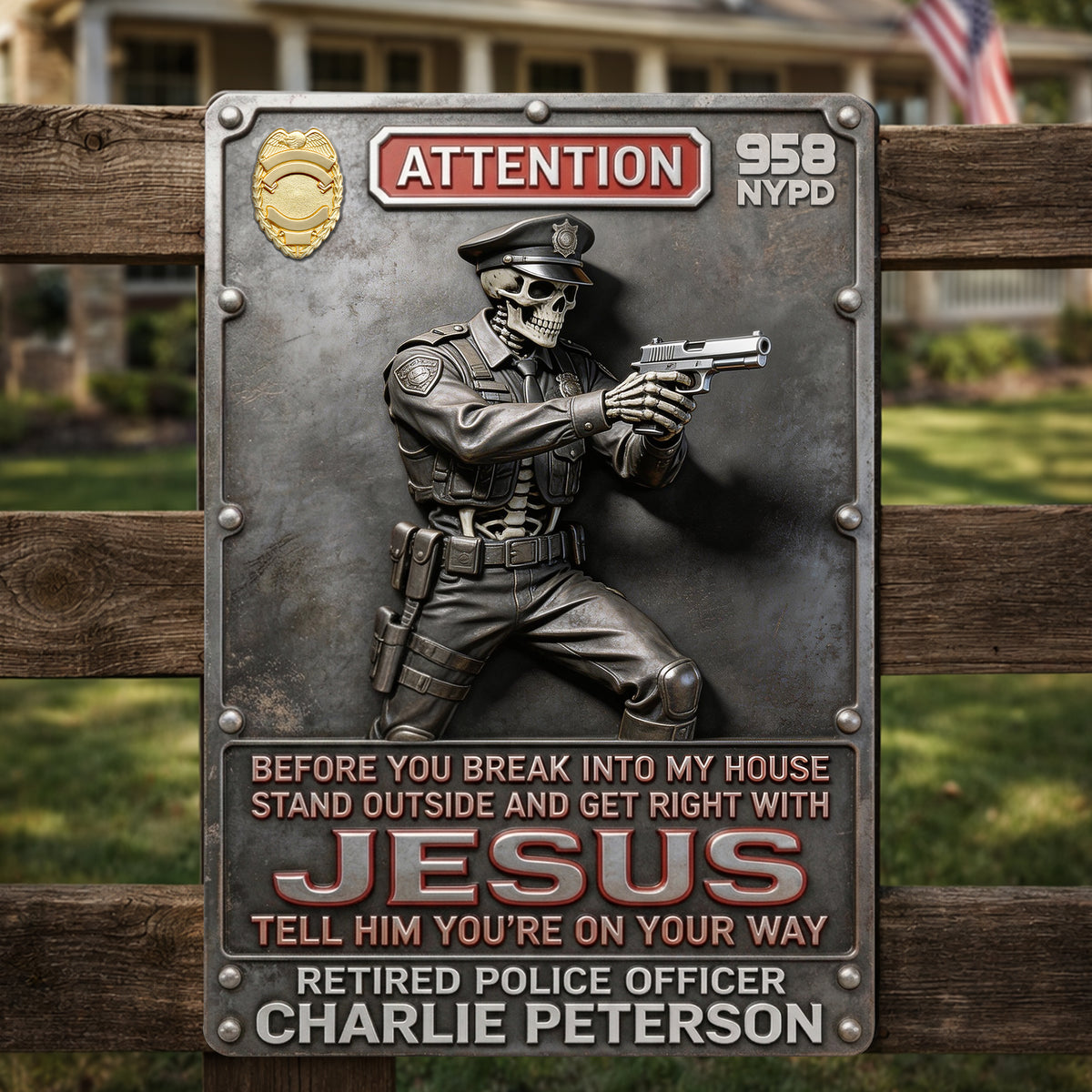 Police Warning Metal Sign - Personalized Gifts For Police Officers 04kilu050326-Homacus