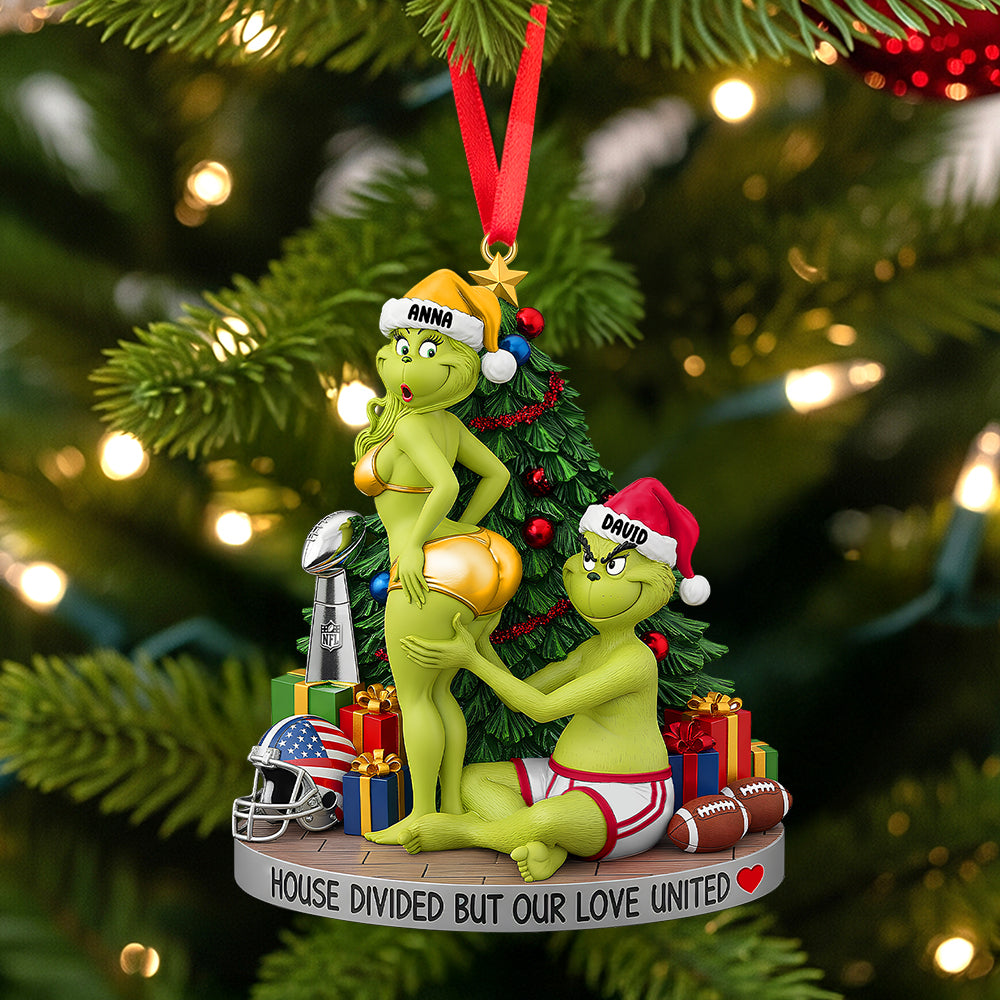 Green Monster Couple - House Divided Ornament - Personalized Christmas Gifts-Homacus