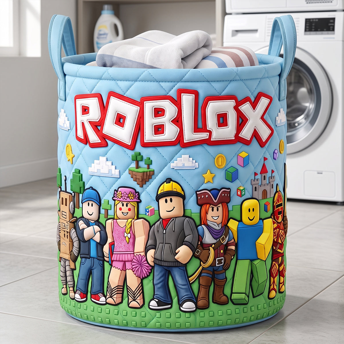Block World Laundry Basket - Personalized Gifts 01natn140726-Homacus