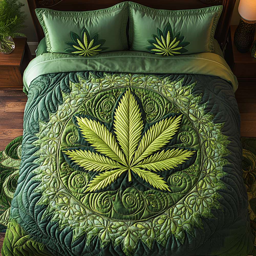 Tropical Leaf Harmony Quilt Bedding Set - Gift For Weed Lovers 051TGLU090625-Homacus
