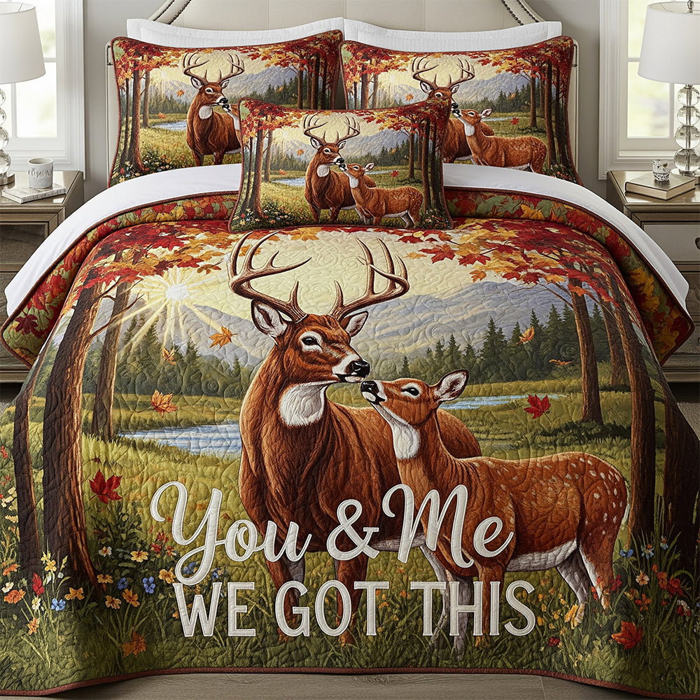 Deer Couple Personalized Gifts For Couple Quilt Bed Set You And Me We Got This 04natn110725-Homacus